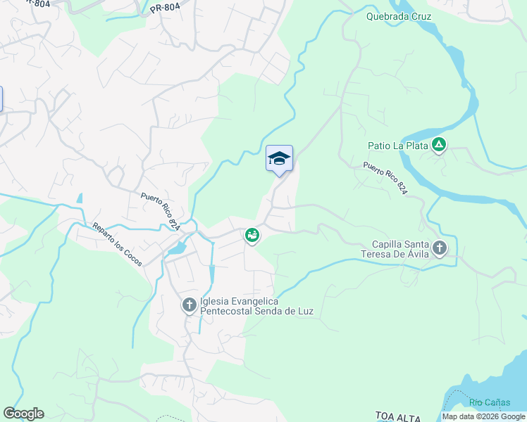 map of restaurants, bars, coffee shops, grocery stores, and more near Puerto Rico 824 in Toa Alta
