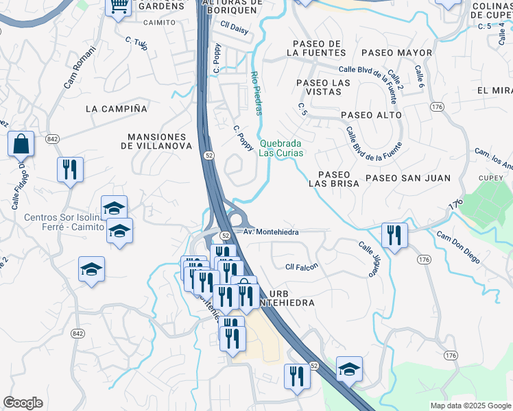 map of restaurants, bars, coffee shops, grocery stores, and more near in San Juan