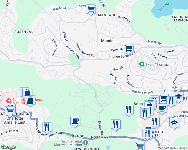 map of restaurants, bars, coffee shops, grocery stores, and more near in Anna's Retreat