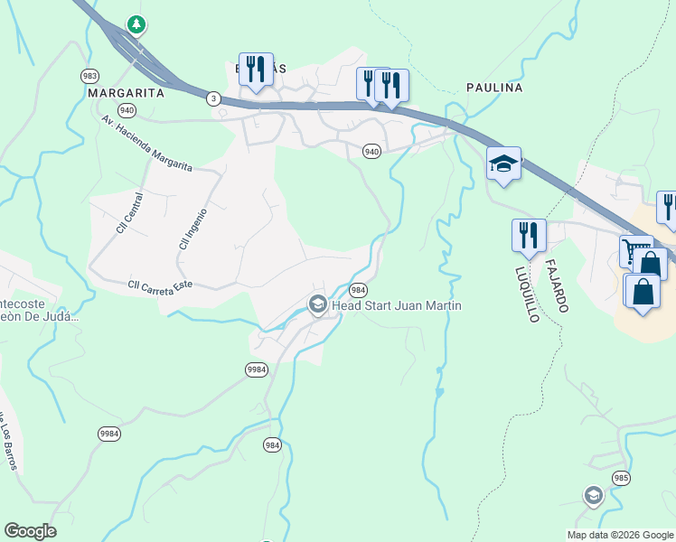 map of restaurants, bars, coffee shops, grocery stores, and more near PR-984 in Fajardo