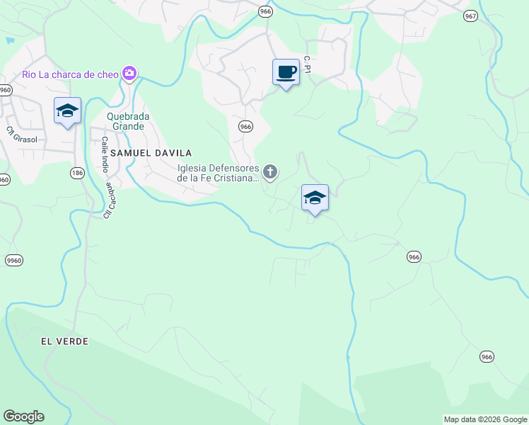 map of restaurants, bars, coffee shops, grocery stores, and more near Puerto Rico 966 in Río Grande