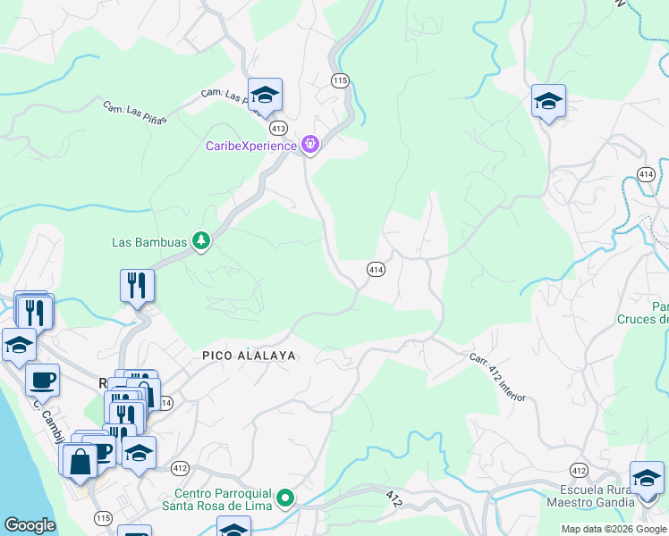 map of restaurants, bars, coffee shops, grocery stores, and more near in Rincon