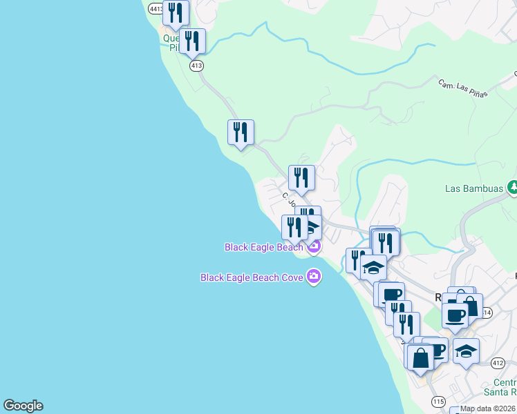 map of restaurants, bars, coffee shops, grocery stores, and more near Gabino Tirado in Aguada