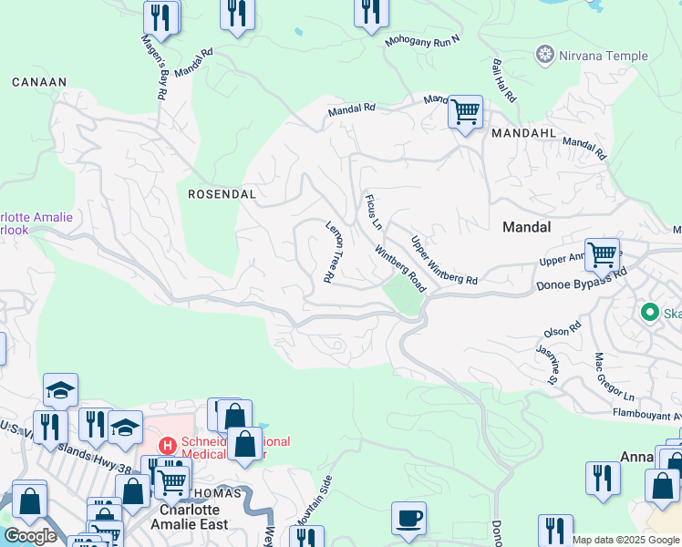 map of restaurants, bars, coffee shops, grocery stores, and more near Lemon Tree Rd in Northside