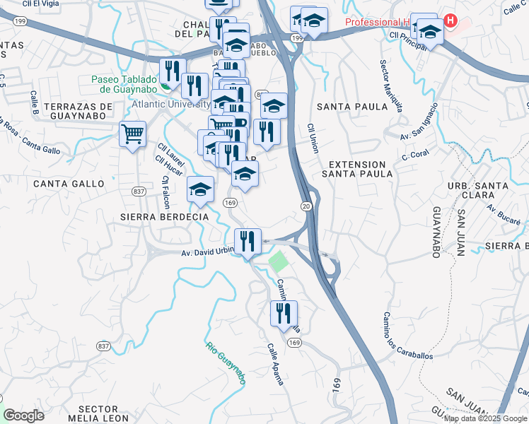map of restaurants, bars, coffee shops, grocery stores, and more near Escuela Vocacional in Guaynabo