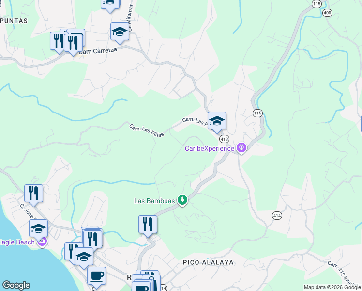 map of restaurants, bars, coffee shops, grocery stores, and more near in Rincón