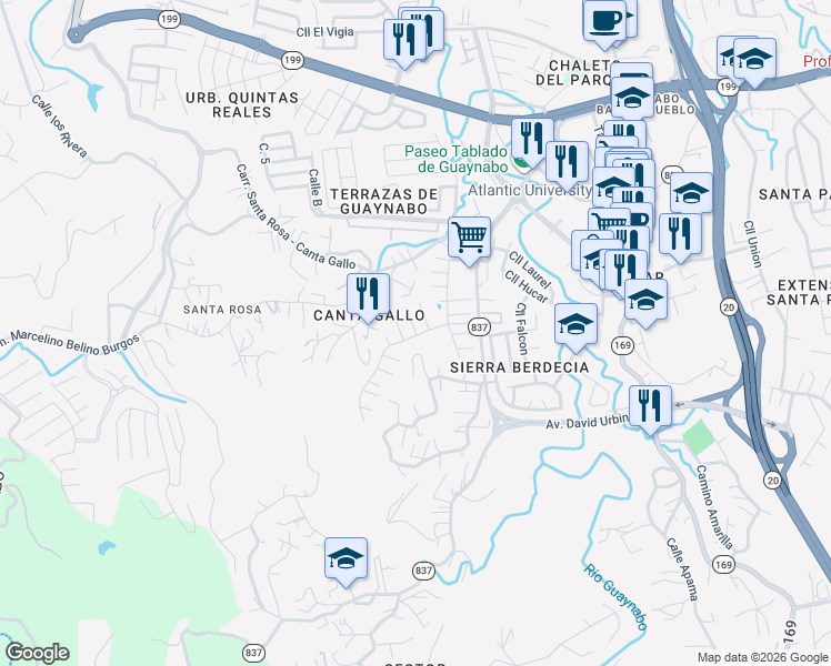 map of restaurants, bars, coffee shops, grocery stores, and more near in Guaynabo