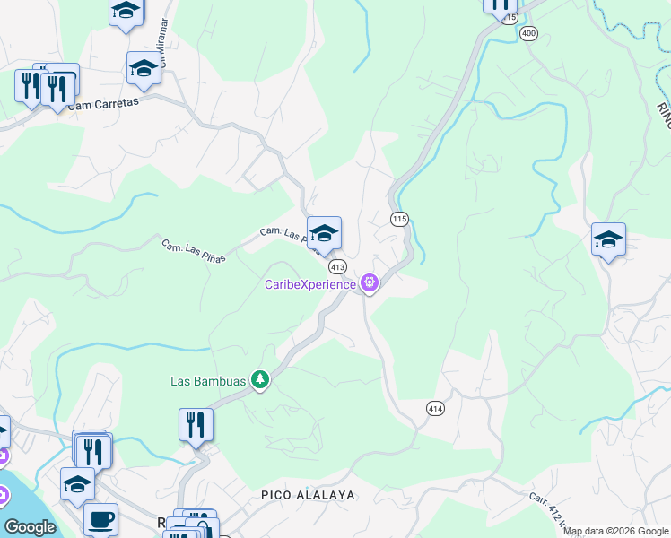 map of restaurants, bars, coffee shops, grocery stores, and more near 4789 Camino Carretas in Aguada
