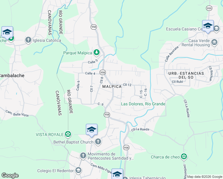 map of restaurants, bars, coffee shops, grocery stores, and more near in Río Grande