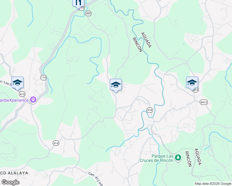 map of restaurants, bars, coffee shops, grocery stores, and more near PR-400 in Aguada