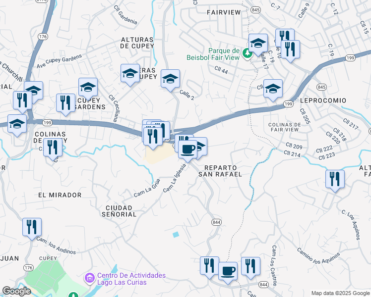 map of restaurants, bars, coffee shops, grocery stores, and more near in San Juan
