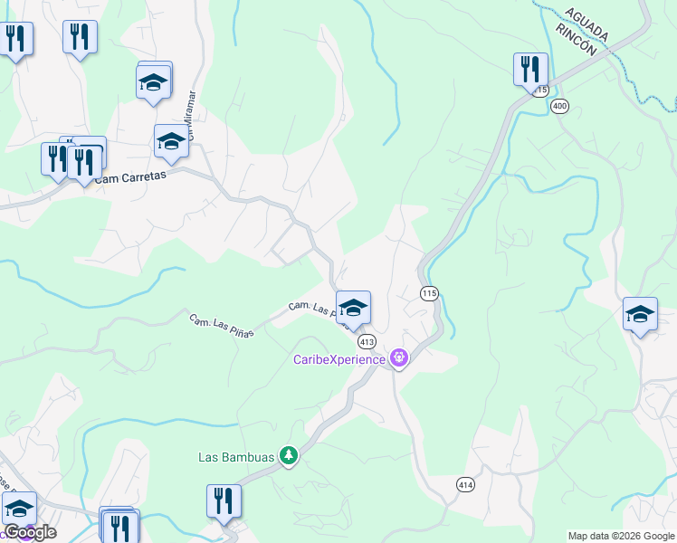 map of restaurants, bars, coffee shops, grocery stores, and more near 4789 Camino Carretas in Aguada