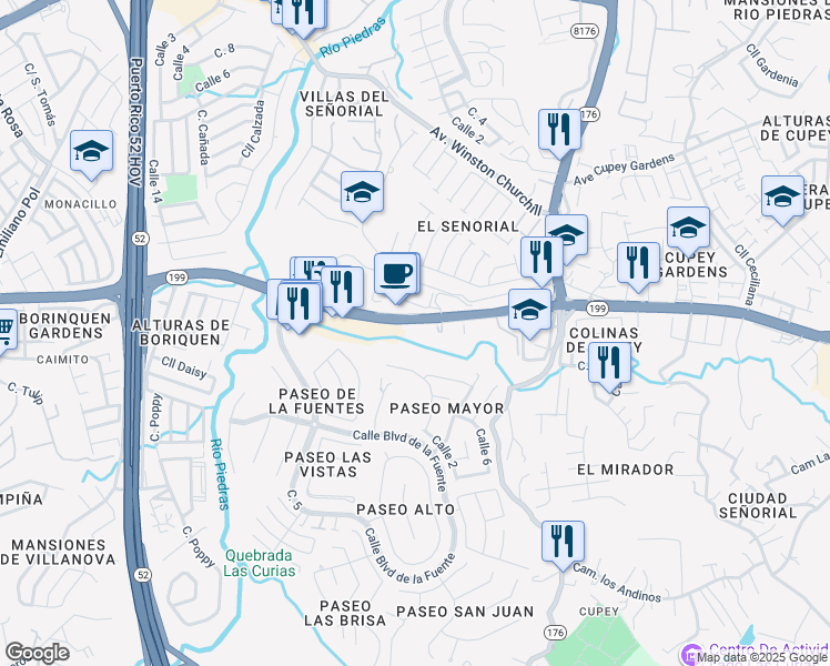 map of restaurants, bars, coffee shops, grocery stores, and more near in 349 Felisa Rincon de Gautier Street 101 Paseo Las Cumbres San Juan, PR 926
