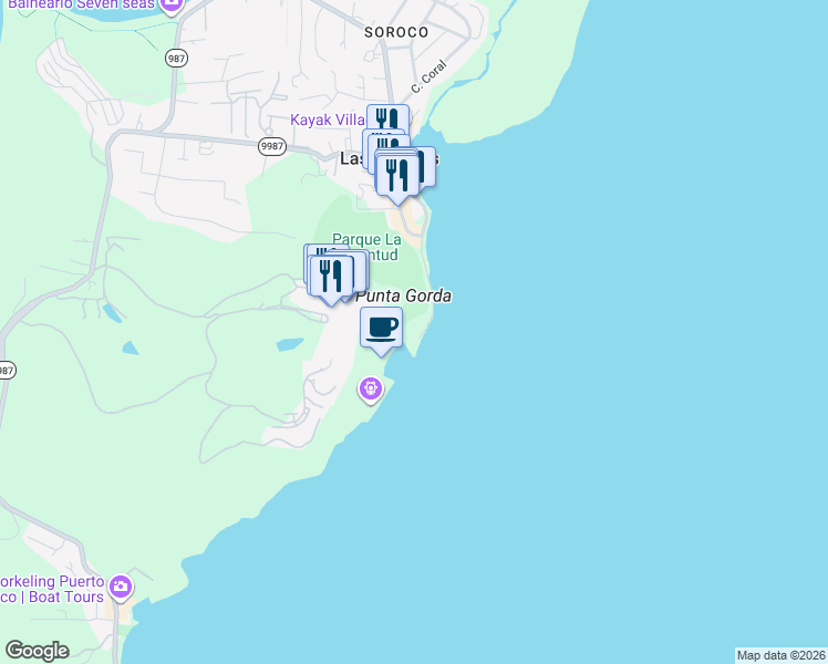 map of restaurants, bars, coffee shops, grocery stores, and more near in Cabezas