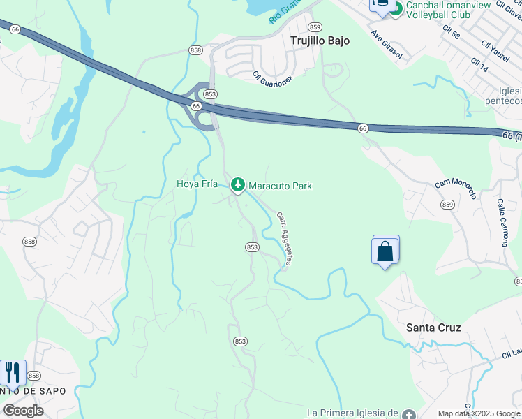 map of restaurants, bars, coffee shops, grocery stores, and more near Carr Pr Aggegates in Carolina