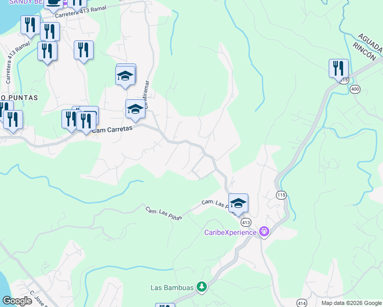 map of restaurants, bars, coffee shops, grocery stores, and more near Cll Cipreses in Aguada