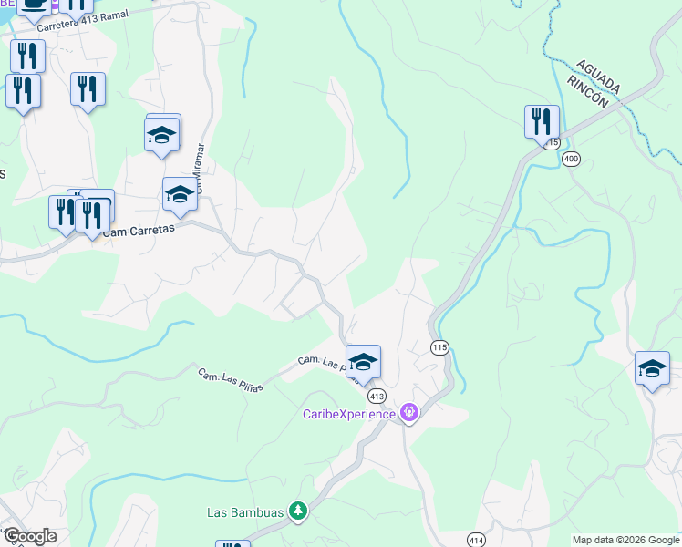 map of restaurants, bars, coffee shops, grocery stores, and more near Camino Tirado in Río Grande