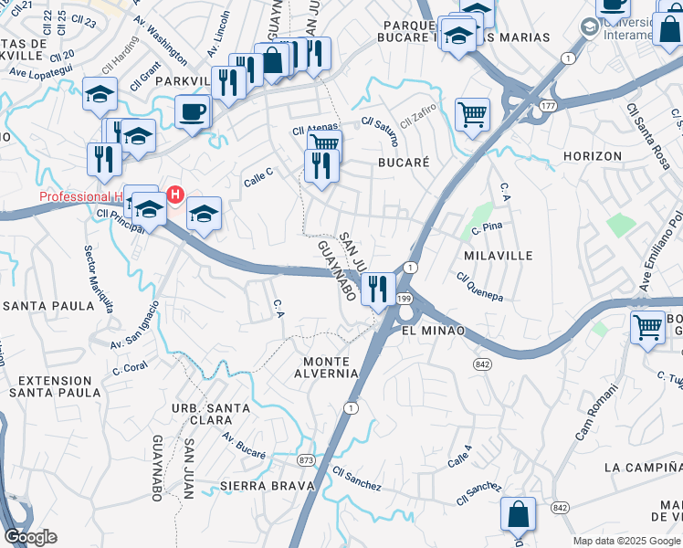 map of restaurants, bars, coffee shops, grocery stores, and more near in 