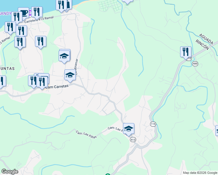 map of restaurants, bars, coffee shops, grocery stores, and more near Sec Cuchillo Piña in Aguada