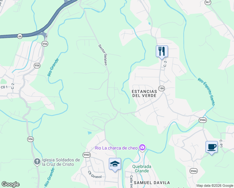 map of restaurants, bars, coffee shops, grocery stores, and more near Sector Galateo in Guzmán Abajo
