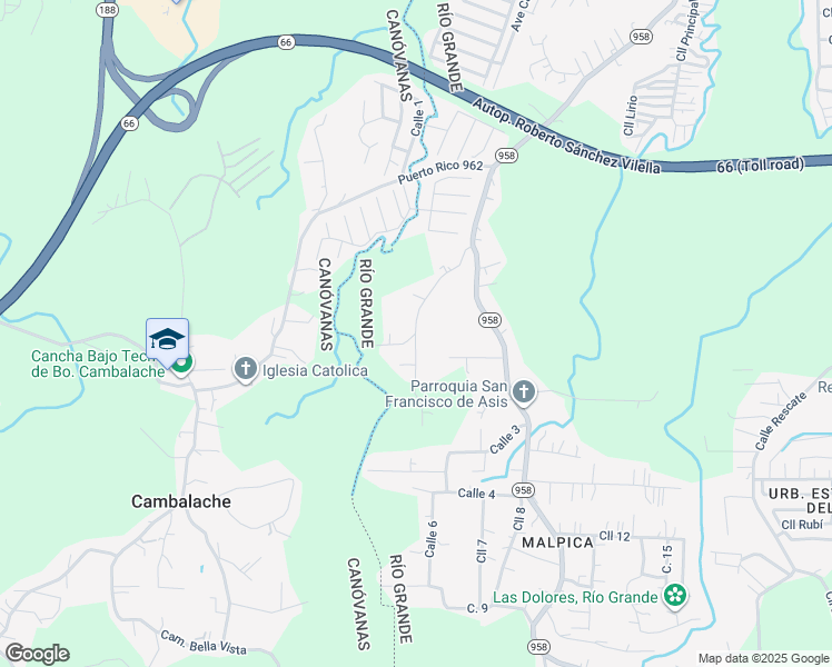 map of restaurants, bars, coffee shops, grocery stores, and more near Camino Monte Flores in Ciénaga Baja