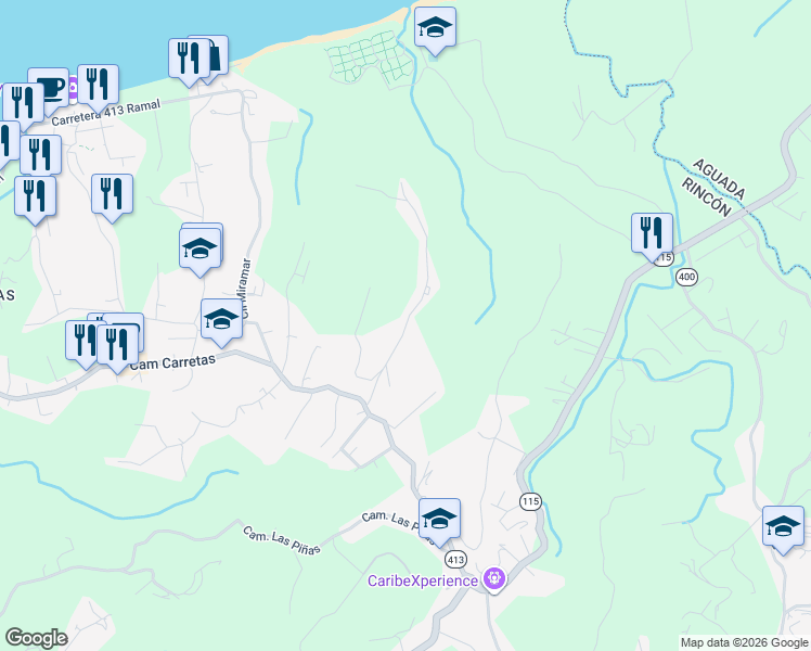 map of restaurants, bars, coffee shops, grocery stores, and more near Sec Cuchillo Piña in Aguada