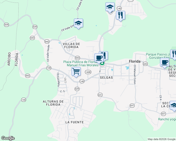 map of restaurants, bars, coffee shops, grocery stores, and more near Puerto Rico 140R in Florida