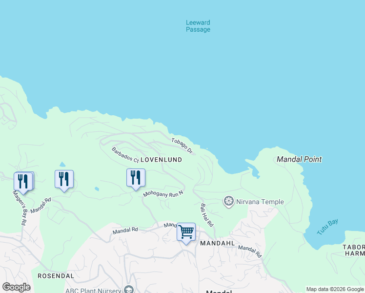 map of restaurants, bars, coffee shops, grocery stores, and more near Tobago Drive in Northside