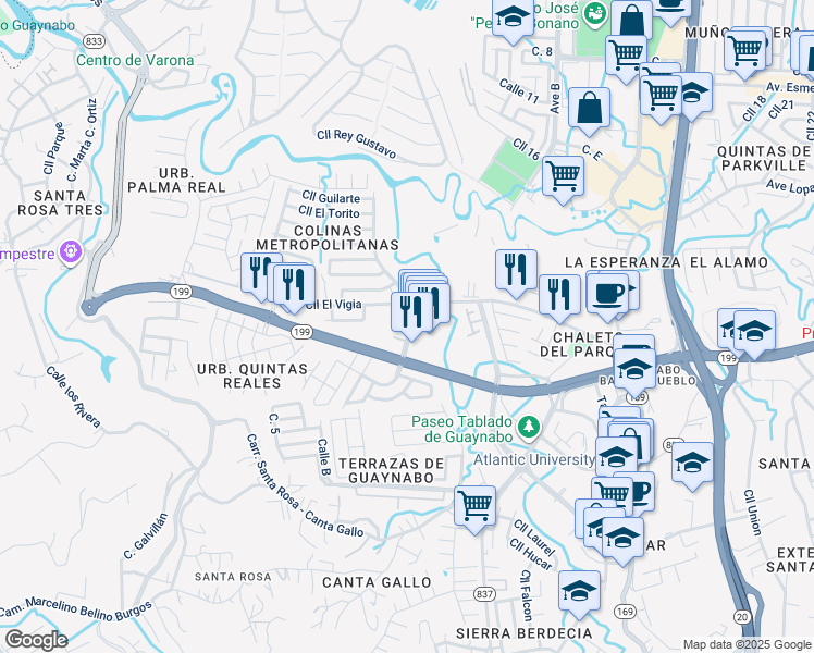 map of restaurants, bars, coffee shops, grocery stores, and more near in Guaynabo