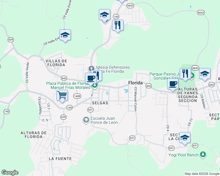 map of restaurants, bars, coffee shops, grocery stores, and more near 74 Calle Arizmendi in Florida