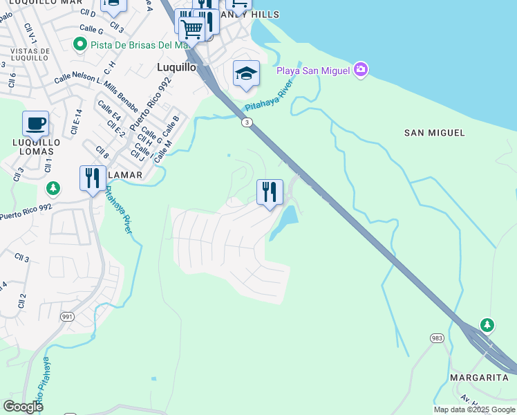 map of restaurants, bars, coffee shops, grocery stores, and more near Camino Del Monte in Pitahaya