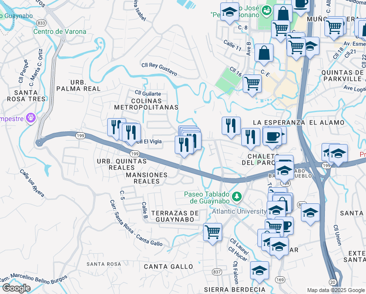 map of restaurants, bars, coffee shops, grocery stores, and more near in Guaynabo