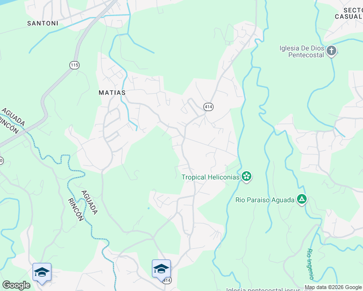 map of restaurants, bars, coffee shops, grocery stores, and more near PR-414 in Aguada