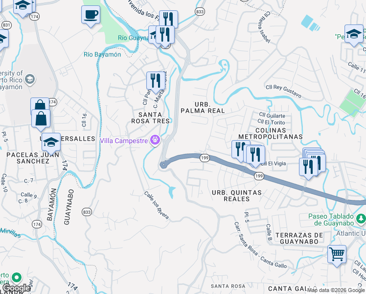 map of restaurants, bars, coffee shops, grocery stores, and more near in Guaynabo