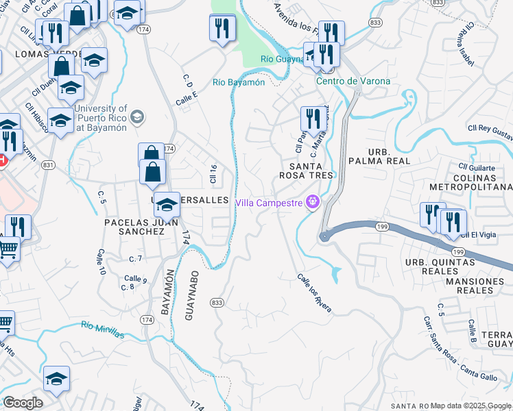 map of restaurants, bars, coffee shops, grocery stores, and more near in Guaynabo