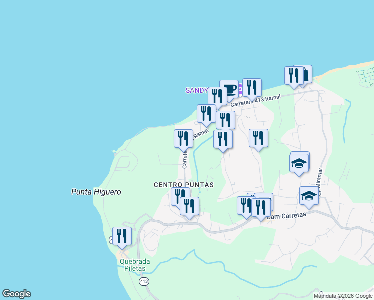 map of restaurants, bars, coffee shops, grocery stores, and more near Carretera 413 Ramal in Aguada