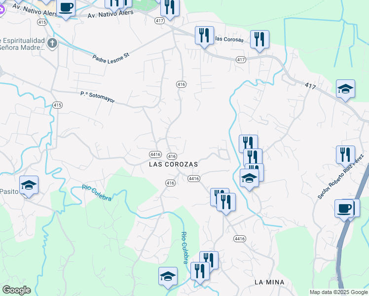 map of restaurants, bars, coffee shops, grocery stores, and more near Calle La Puntilla in Mal Paso