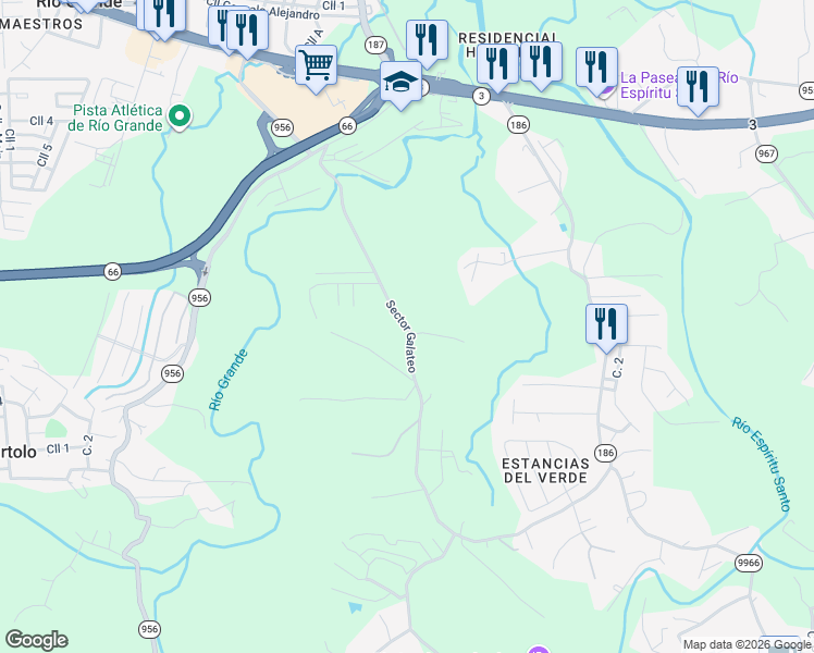 map of restaurants, bars, coffee shops, grocery stores, and more near Sector Galateo in Guzmán Abajo