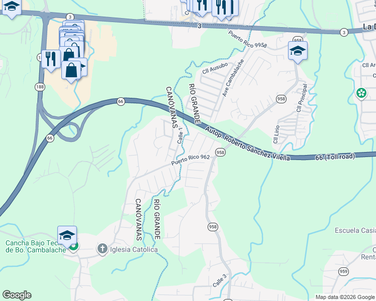 map of restaurants, bars, coffee shops, grocery stores, and more near in La Dolores