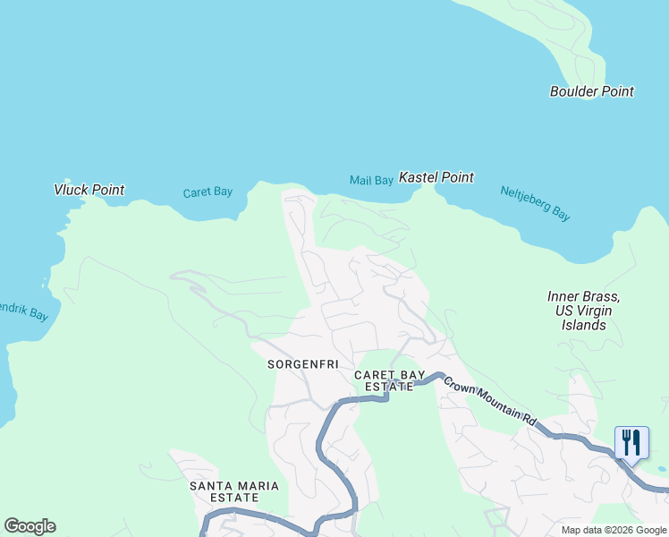 map of restaurants, bars, coffee shops, grocery stores, and more near in Charlotte Amalie West