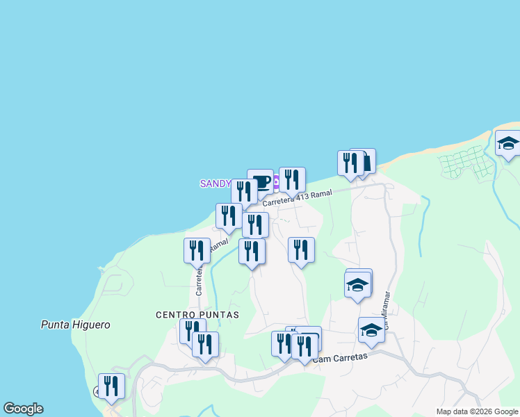 map of restaurants, bars, coffee shops, grocery stores, and more near Km4 Hm 7 Carretera 413 Ramal in Rincon