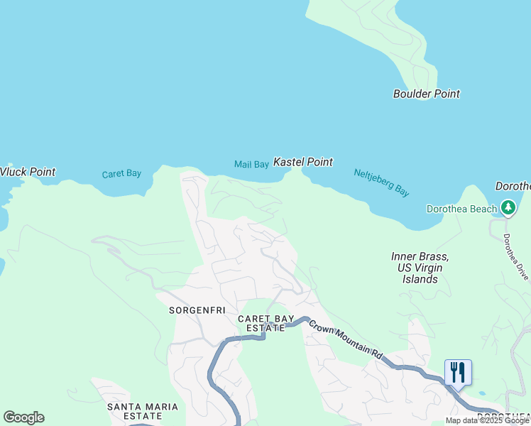 map of restaurants, bars, coffee shops, grocery stores, and more near in Charlotte Amalie West