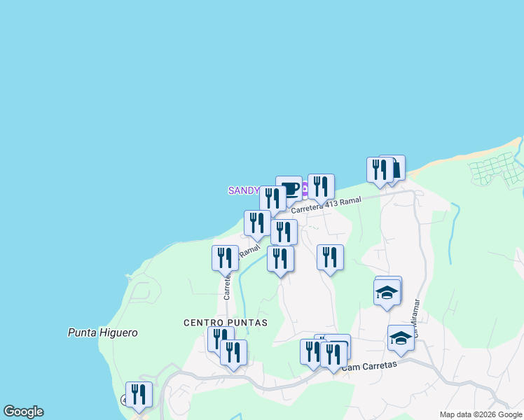 map of restaurants, bars, coffee shops, grocery stores, and more near Carretera 413 Ramal in Aguada