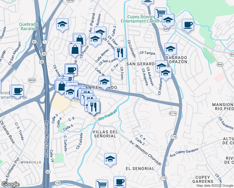 map of restaurants, bars, coffee shops, grocery stores, and more near Puerto Rico 177 in San Juan