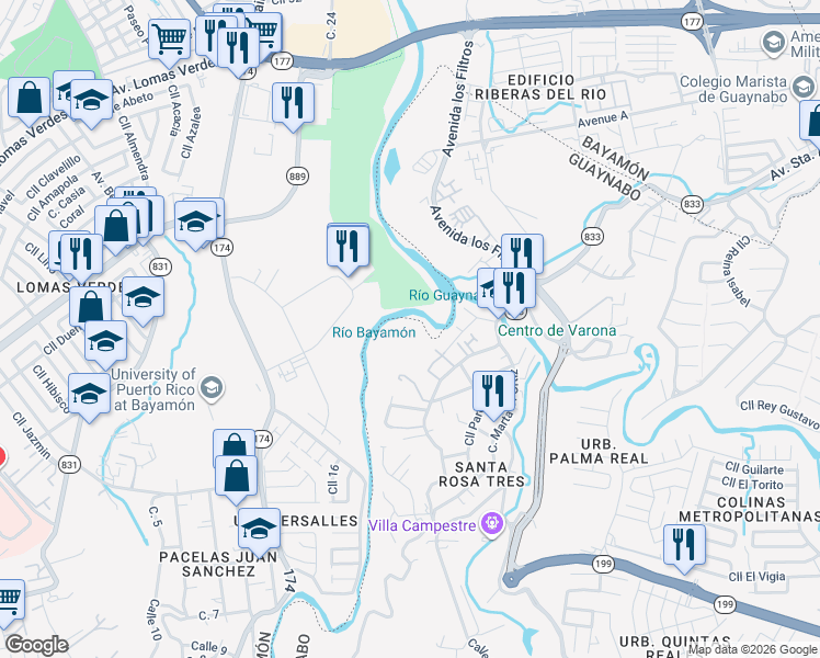 map of restaurants, bars, coffee shops, grocery stores, and more near in Guaynabo