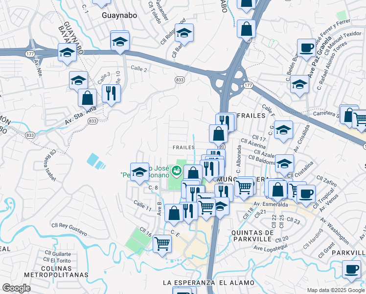 map of restaurants, bars, coffee shops, grocery stores, and more near in Guaynabo