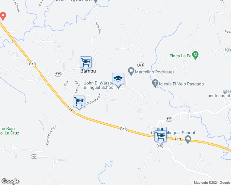 map of restaurants, bars, coffee shops, grocery stores, and more near 125 in Moca