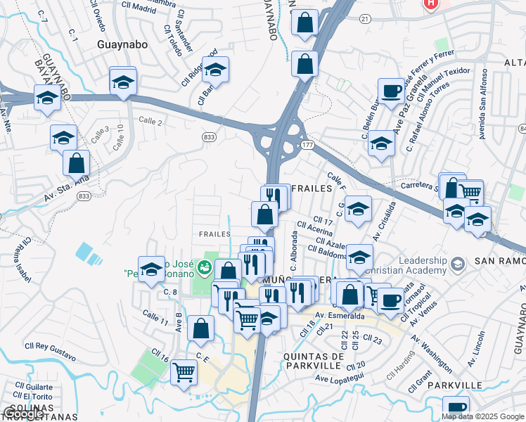 map of restaurants, bars, coffee shops, grocery stores, and more near in Guaynabo