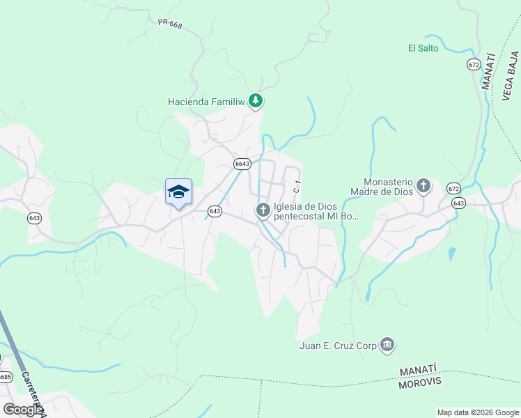 map of restaurants, bars, coffee shops, grocery stores, and more near in Río Arriba Saliente