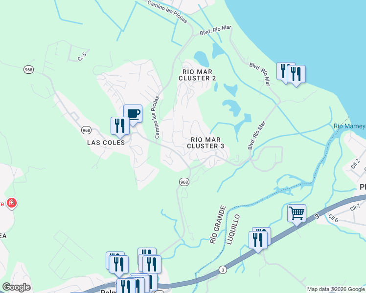 map of restaurants, bars, coffee shops, grocery stores, and more near in Mameyes II